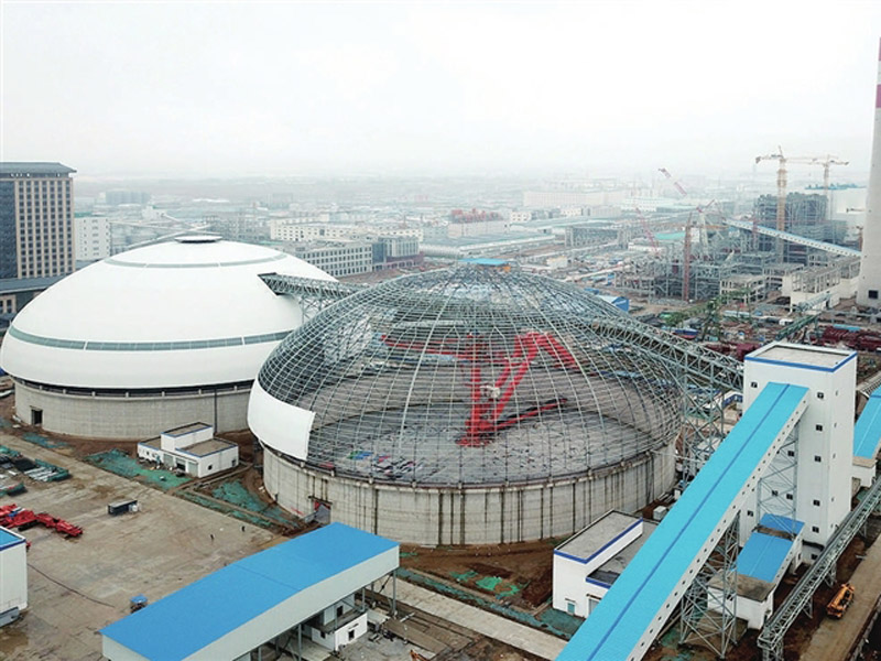山西合成生物產業(yè)生態(tài)園熱電聯(lián)產項目epc總承包 項目圓形煤場-球形鋼網架工程